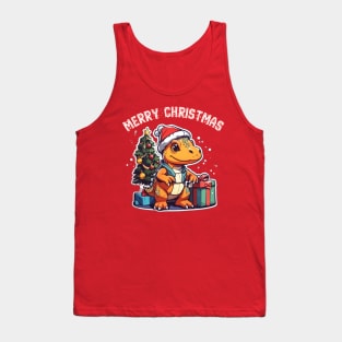 Christmas trex dinosaur wishing merry Christmas Tank Top